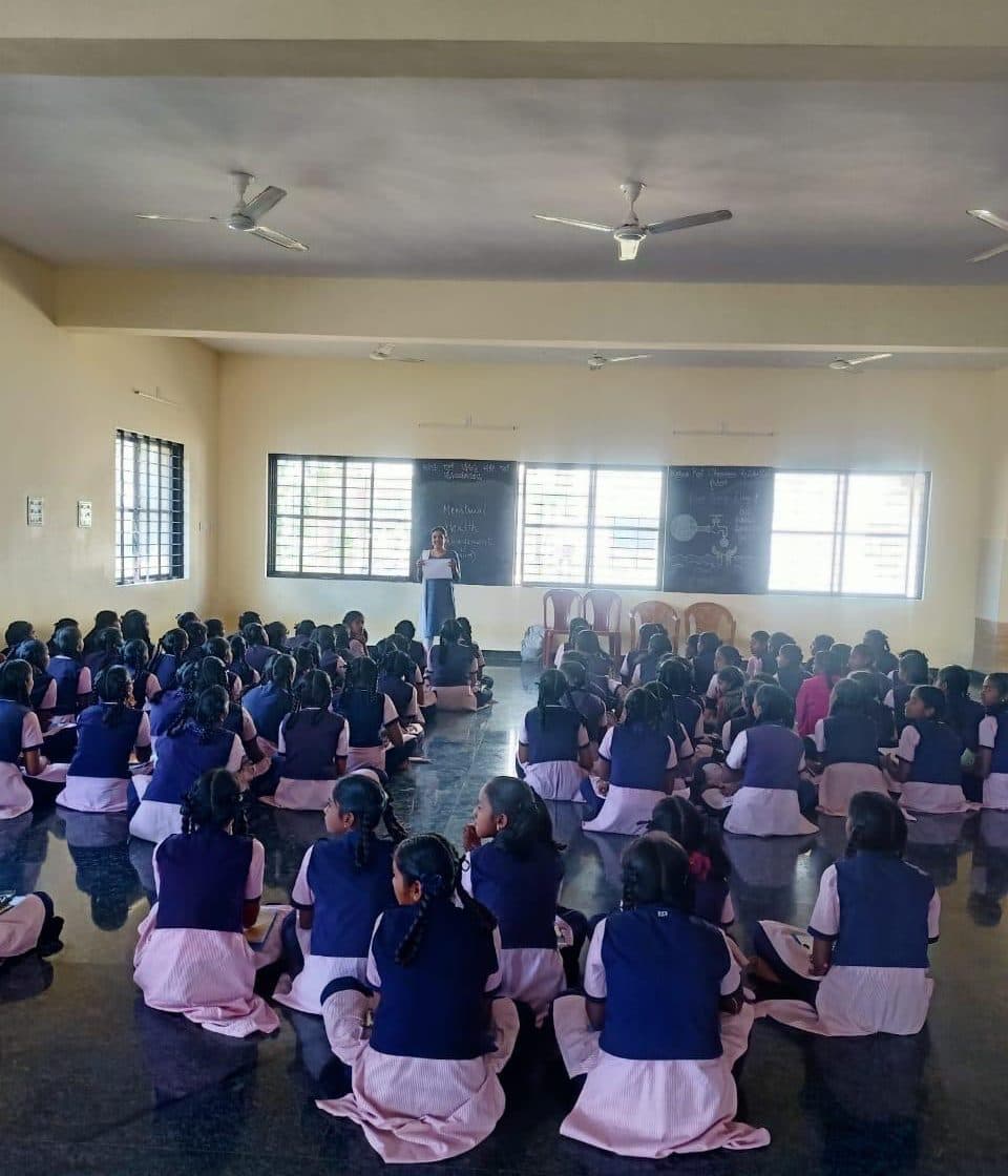 A menstrual health management session at a government school in Karnataka